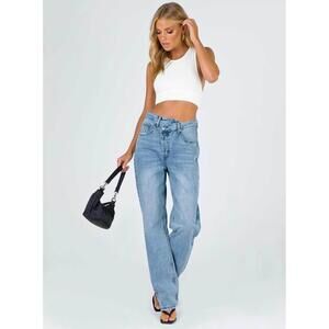 Princess Polly - Holly Asymmetric Criss Cross Waist Straight Leg Jean - US 2